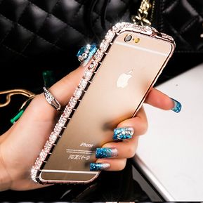 Diamante Bling lujo parachoques caso para iPhone XS Max XR 8X8 7 6 6 S Plus funda brillo de cristal(Rose Oro)