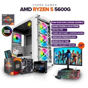 PC GAMER RYZEN 5 5600G/16GB RAM/ 1TB SSD /BOARD ASUS A520M /MONITOR 22´FHD