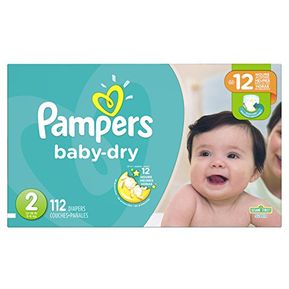 Pampers babydry pañales desechables tamaño 2 112 count super