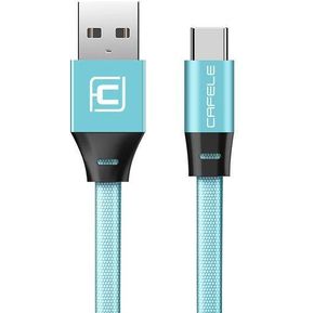 Cable de datos de carga trenzado de fideos tipo C Cafele 1.2M para Oneplus 5t Xiaomi 6 Mi A1 Mix 2S S9 + Gris / Dorado / Azul - Azul