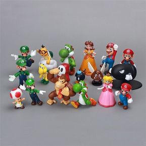 Muñeca al azar 1PCS Figuras de acción de Super Mario Bros,set de 18 unidades de Yoshi,Princesa Peach,Luigi,Chico,timid,Odyssey,Donkey Kong,modelos en PVC