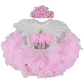 Venta al por mayor vestido de muñeca bebé barata con diseño para pastel para muñeca de 22-23 pulgadas Reborn Baby Pink Bubble Skirt