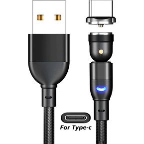 Cable Magnético Rotativo Carga Rápida USB-C Micro-USB Iphone