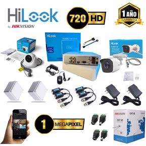 Kit Hikvision Hilook Dvr 1080p 4 Ch + 2 Cámaras Seguridad + 25m Cable