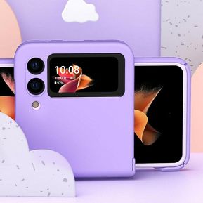 Purple 5g Samsung Galaxy Z Flip 3 Matte Fold Case Bisagra Protección Teléfono Cover Anti Drop