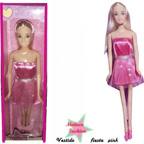 Muñeca fashion en vestido  tutu fiesta pink en caja