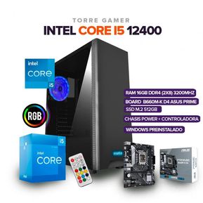 TORRE GAMER I5 12400/ 16GB RAM/ 512 SSD M.2/BOARD B660M-K D4 ASUS/ CHASIS POWER