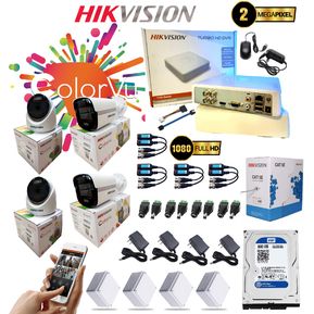 Kit Cámaras Seguridad Hikvision Dvr 4 Ch + 4 Cam Color + Dd 500GB