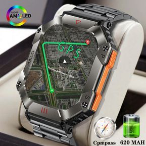 Reloj inteligente militar para hombre, pulsera resistente al agua IP68 con batería de 650 mAh, Bluetooth, compatible con Xiaomi, Android e Ios