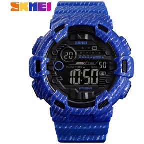 (#Blue)Fashion Outdoor Sport Watch Men Alarm Clock 5Bar Waterproof Week Display Watches Digital Watch relogio masculino 1472