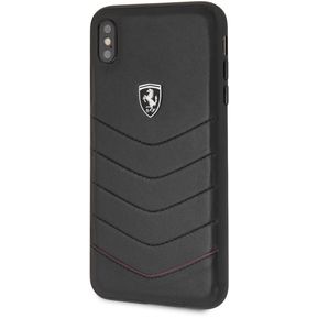 Funda Protector Carcasa Ferrari Flechas Tipo Piel iPhone XS Max-Negro