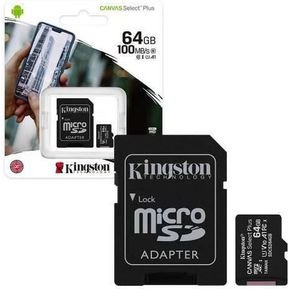 Tarjeta MicroSD Kingston Canvas Select Plus 64GB 100MbSeg