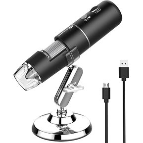 Microscopio digital inalámbrico de mano USB HD cámara de inspección 50x-1000x aumento con soporte compatible con iPhone iPad Samsung Galaxy Android Mac computadora Windows