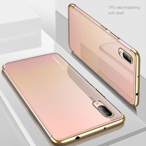 Revestimiento transparente cubierta de teléfono de TPU suave para Huawei Honor 20Pro 9 10 lite 7X 8C 8X lite P30 P20 lite P Smart 2019 cubierta de silicona(#Dorado)