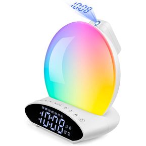 Wake-Up Light Alarm Clock with Sunrise Simulation and Sunset Fading Night Light-blanco