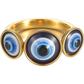 argolla con ojo de mal para Mujer anillo ojo turco de Acero Color Oro