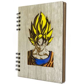 Libreta de Goku en Madera Agenda Cuaderno Programador