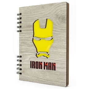 Libreta de Iron Man en Madera Agenda Cuaderno Programador