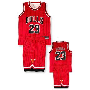 Uniforme de Los Bulls Rojo Con Rayas Jordan 23 NBA Para Adulto