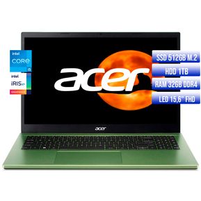 ACER ASPIRE INTEL CORE I5-1235U SSD 512GB + HDD 1TB RAM 32GB LED 15.6 FHD