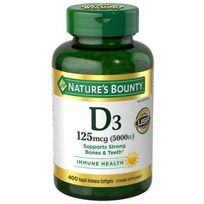 Vitamina D3 400 Cápsulas 125mcg (5000iu) Natures Bounty