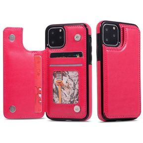 caso para iPhone 11 SE XR XS MAX 6s 6 7 8 Plus PU cuero Flip cartera foto cubierta para Samsung A50 A70 A40 S10 S9 8(#Hot Pink)