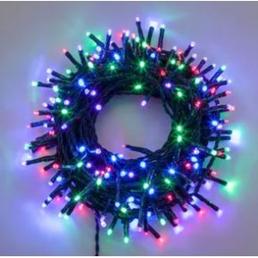 Luz Lineal Navidad Multicolor 7 Mts 100bombillos Cable Verde