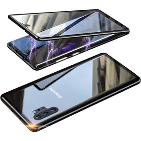 Funda Case Samsung Galaxy Note 10+ Plus Marco de metal magnético vidrio templado - Negro