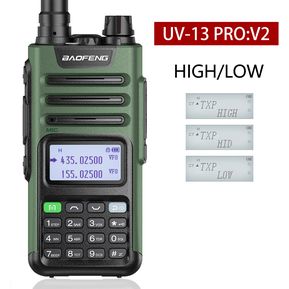BAOFENG UV-13 PRO V2 VERDE VHF UHF Tipo-C Cargador 999CH Walkie Talkie