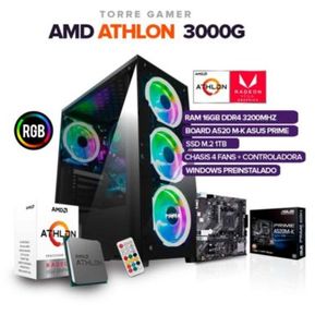 TORRE GAMER AMD  ATHLON 3000G / 16GB RAM/ SSD 1 TB /BOARD A520M / CHASIS 4 FANS