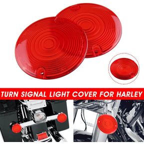 Par de cubierta de lente de lámpara de luz indicadora de señal de giro de motocicleta para Harley Davidson (rojo) - carcasa roja