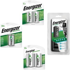 Cargador Universal Energizer + Pilas C2, D2, 9V