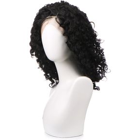 Black Short Wavy Front Lace Wig Afro Kinky Curly Natural Hair Wigs