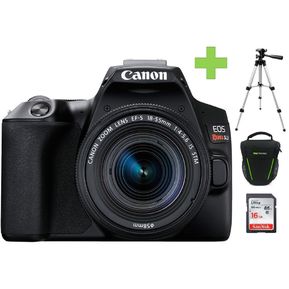 Camara Canon EOS Rebel SL3-250D+Kit 1855mm-Negro+SD 16GB+Bolso+Tripode