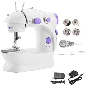  Mini Sewing Machine with DIY Materials for Beginner Kid,  Enjoylf Portable Sewing Machine with Extension Table,Lamp,Cutter and Foot  Pedal 2-Speed 2-Thread