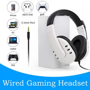 PS5 Wired Headset Gamer PC 3.5mm para Xbox one PS4 PC PS3 NS Headsets