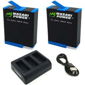 Kit Wasabi 2 Baterías 1 Cargador Compatible Gopro Hero 10 Hero 9 Black