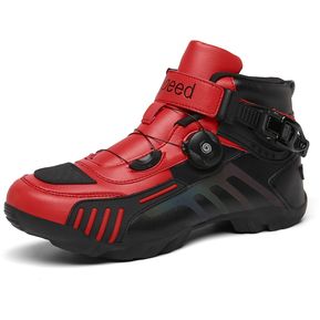(#Red)Botas de carreras profesionales para motocicleta para hombre y mujer,zapatos planos de ciclismo de montaña,de velocidad,de motocicleta de carretera,para deportes de equitación