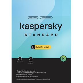 Antivirus Kaspersky Standard Edición Móvil 3 Dispositivo 1 Año
