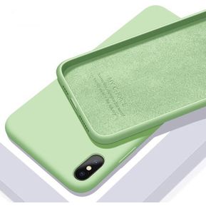 Para Apple iphone XS Max XR X caso suave de silicona líquida Slim piel cubierta protectora caso para iphone 6 6 S 7 8 Plus carcasa del teléfono(#verde) LUN
