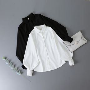 Deeptown-Blusa blanca con mangas abullonadas para mujer, camisa eleg =