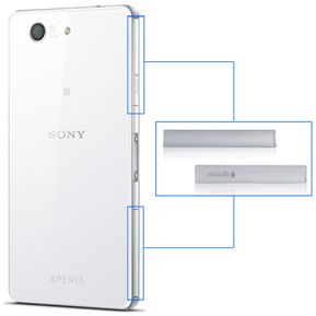 Tapas Laterales Sony Xperia Z3 Compact Reemplazo Repuesto Puertos Carga SD SIM - Blanco