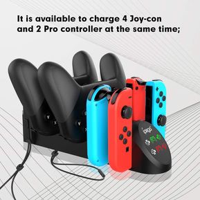 Cargador 6 en 1 para mando para Nintendo Switch 4 Joy Con 2 Pro
