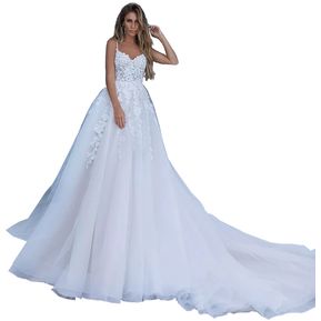 Vestido De Novia Elegante Apliques De Encaje Con Tirantes