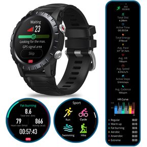 Reloj con monitor deportivo Zeblaze Stratos GPS Reloj inteligente - negro