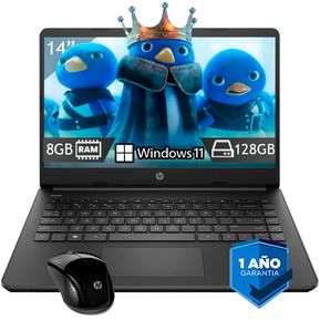 Laptop HP 14" Intel - 128 GB 8GB W11 - Año de garantia + Mo...