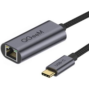 Adaptador USB C a Ethernet QGeeM Tipo C Ethernet Gigabit Cable-gris