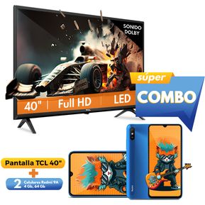 Combo Pantalla TCL 40 FHD LED Roku TV + 2 Celulares Redmi 9A...