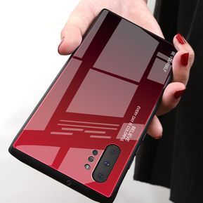 Funda de teléfono de protección completa LOVECOM para Samsung Galaxy Note 10 Pro S10 5G S10e S9 Plus A30 A50 gradiente cubierta trasera de vidrio templado(#a) LUN