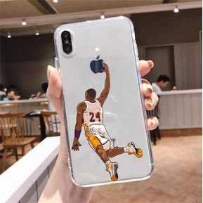 Funda de silicona suave y transparente para iPhone 11 pro xs max 6s 7 8 Plus X XS Max XR, De La Legendary basketball superstar 24(#TMR-15)